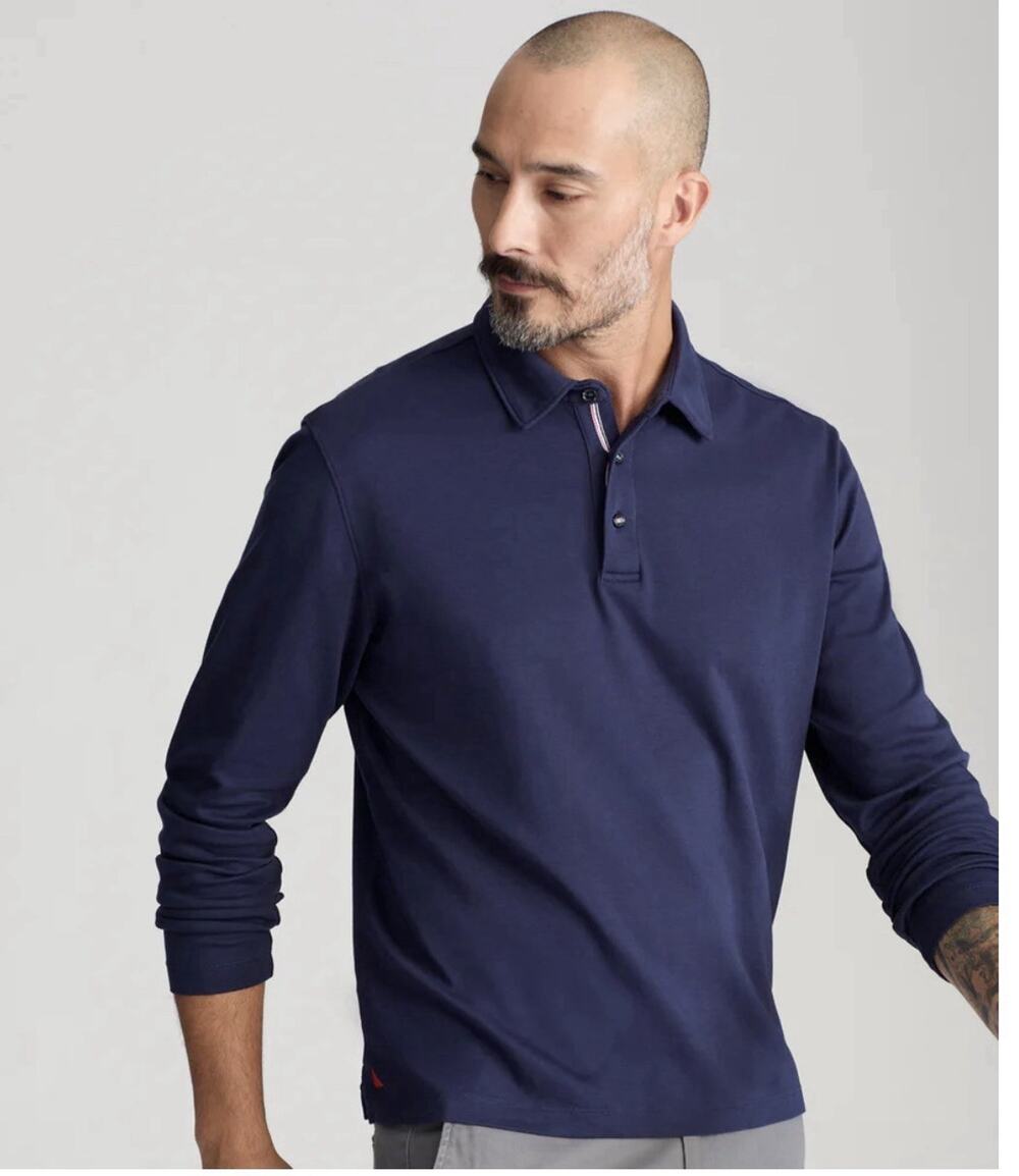 UNTUCKit Damaschino Polo Men’s XL Navy Long Sleeve Wrinkle Free Cotton Shirt